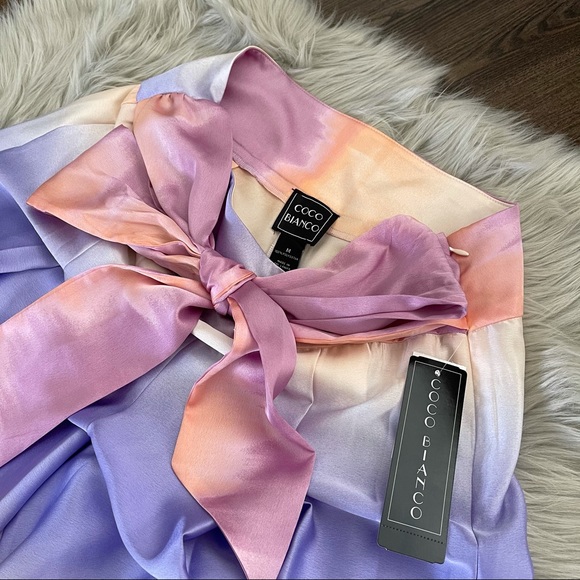 Coco Bianco Belted Pleated Palazzo Pant Ombré - Picture 5 of 7